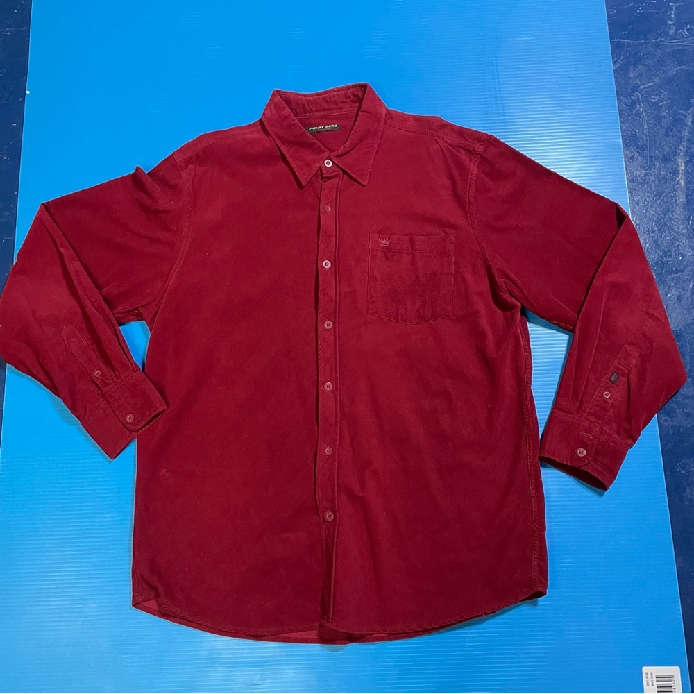 Point Zero Men's Deep Red Casual Button Down Shirt